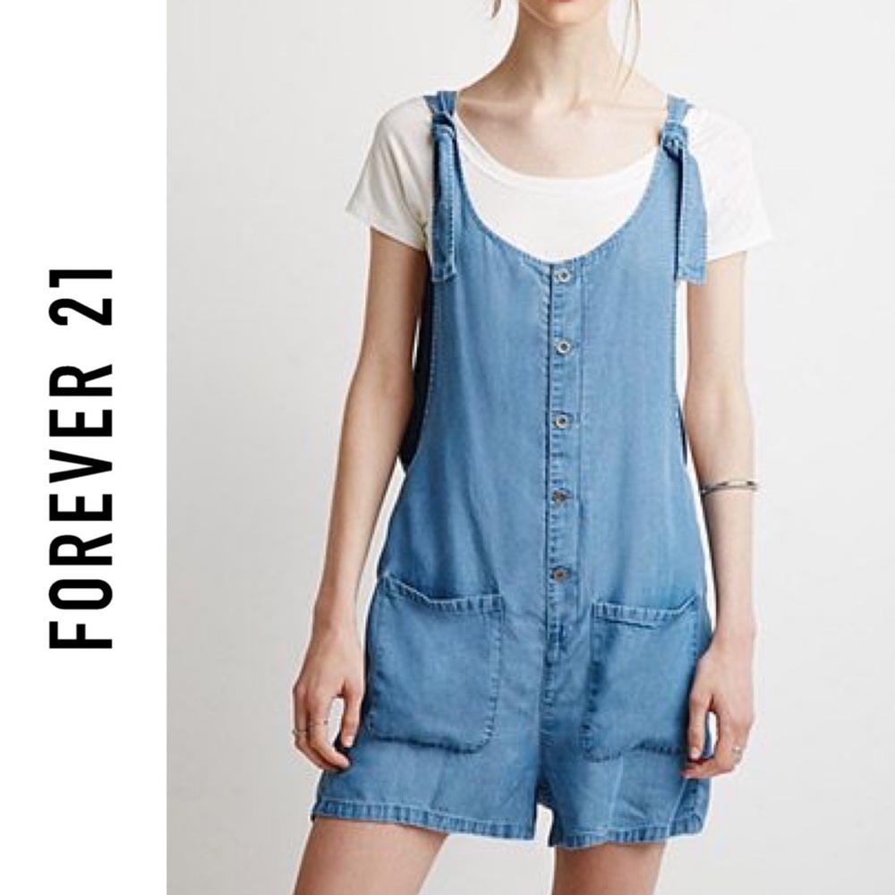 Life in progress chambray romper shorts